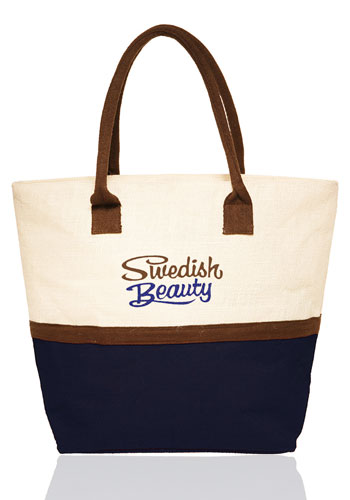 Two-Tone Jute Beach Tote Bags 1