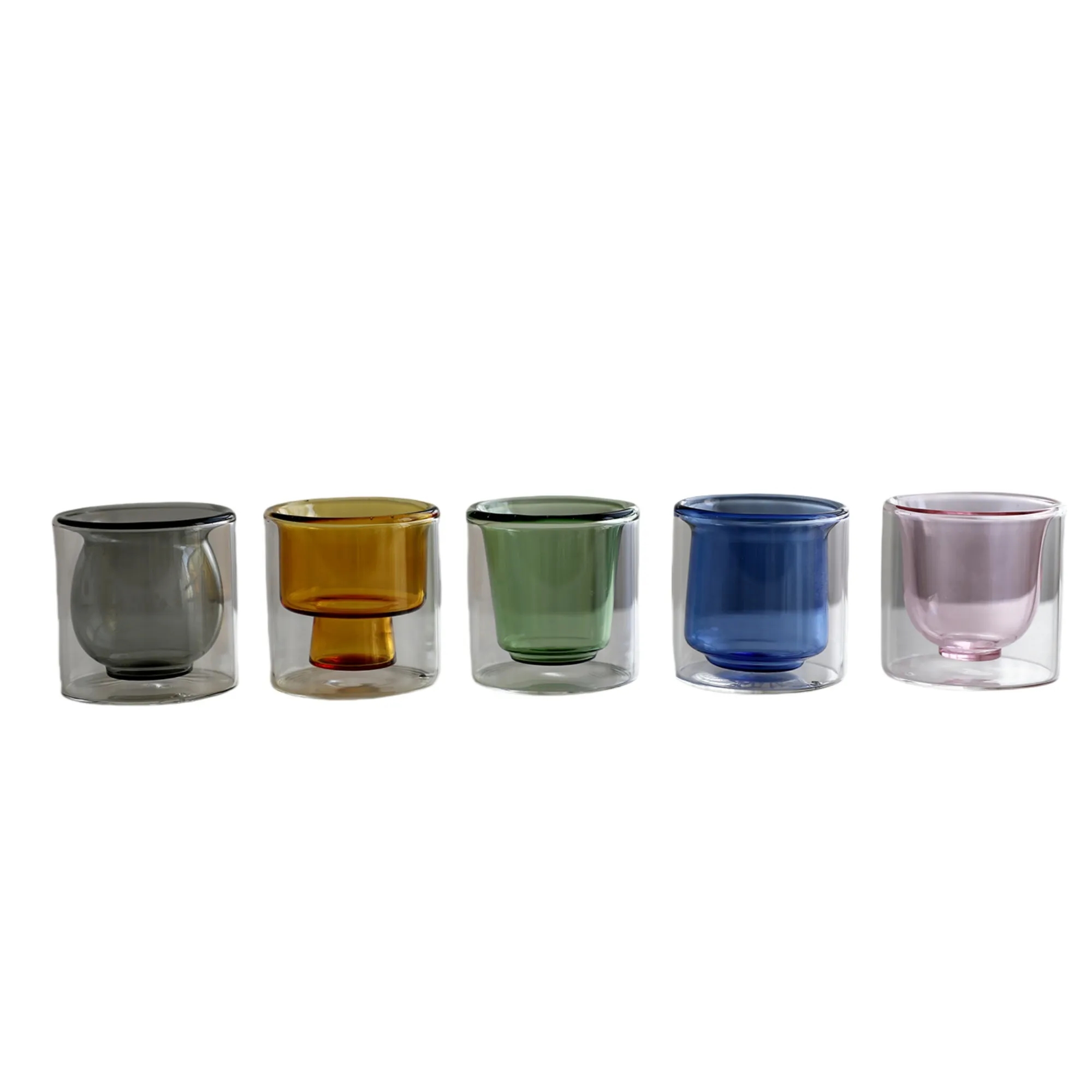 2oz Colorful Borosilicate DoubleLayer Glass Coffee Cup 8
