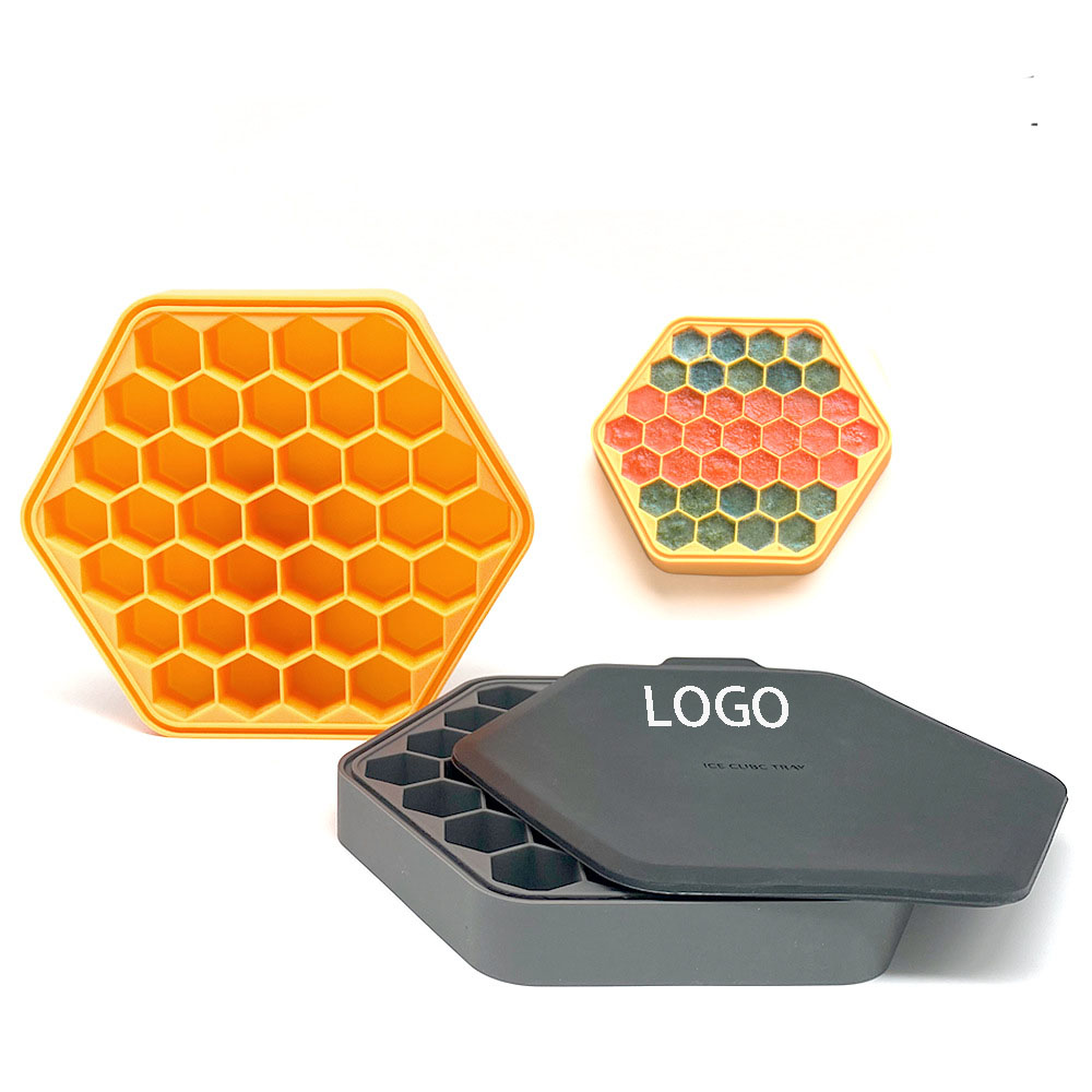 Silicone Honeycomb Ice Cubes Trays w/ Lids 2