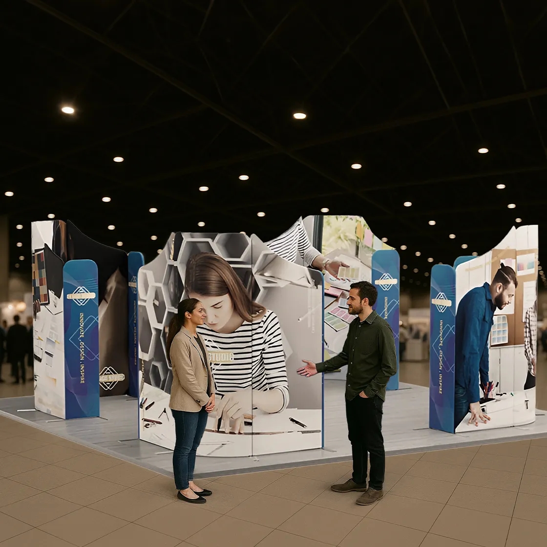 20ft Magnetic Fabric Displays - 4 Curved L-Shape Sections 13