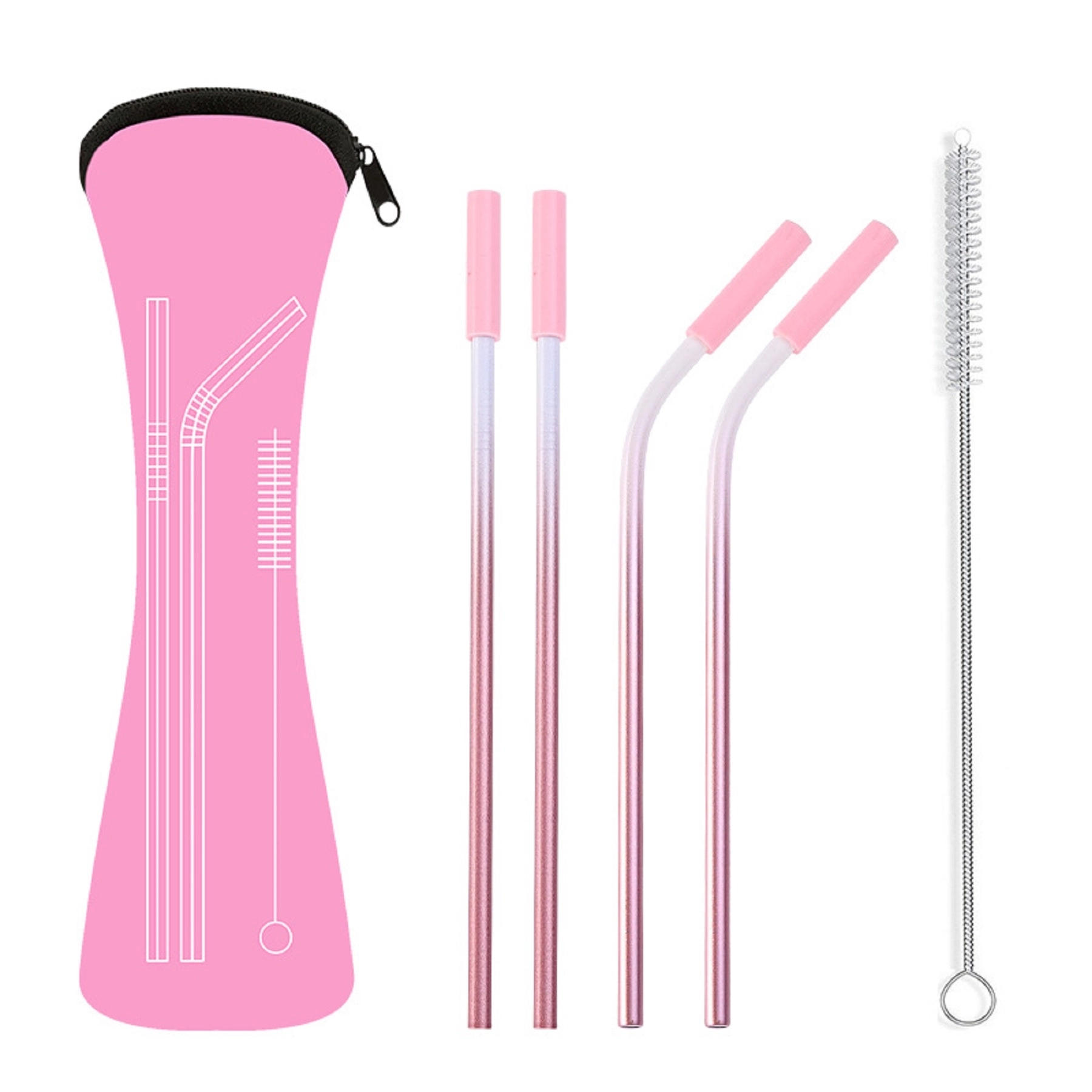 18/8 Stainless Steel Straw with Cleaner in Neoprene Bag 3
