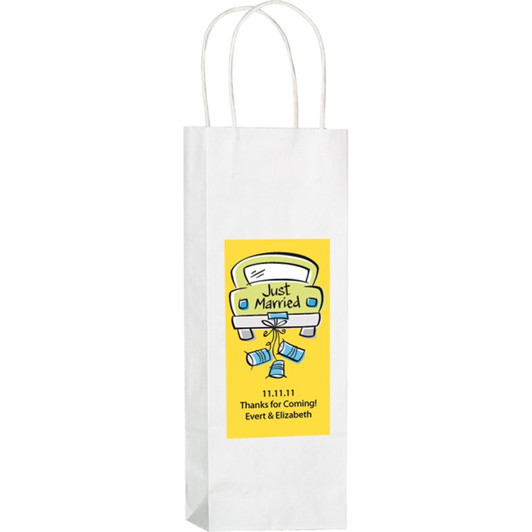 White Kraft Paper Shopper with Twisted Paper Handles - Wine/Take-Out Bag 1