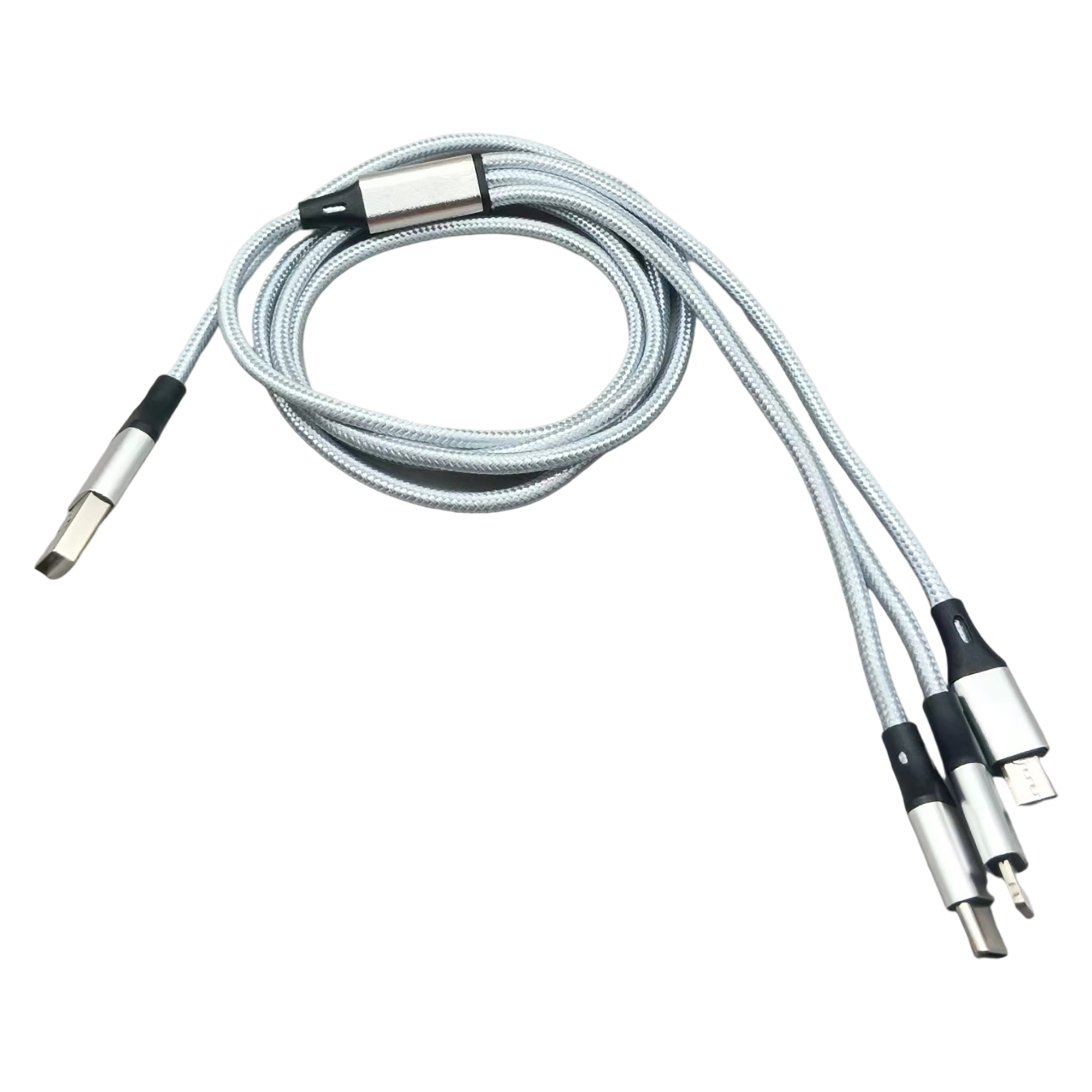 Three In One Nylon Braided Data Cable 47.3" Length 8