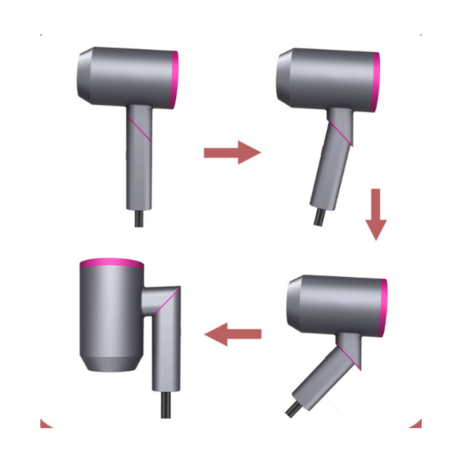 Foldable Hair Dryer W/ Diffuser And Concentrator 7