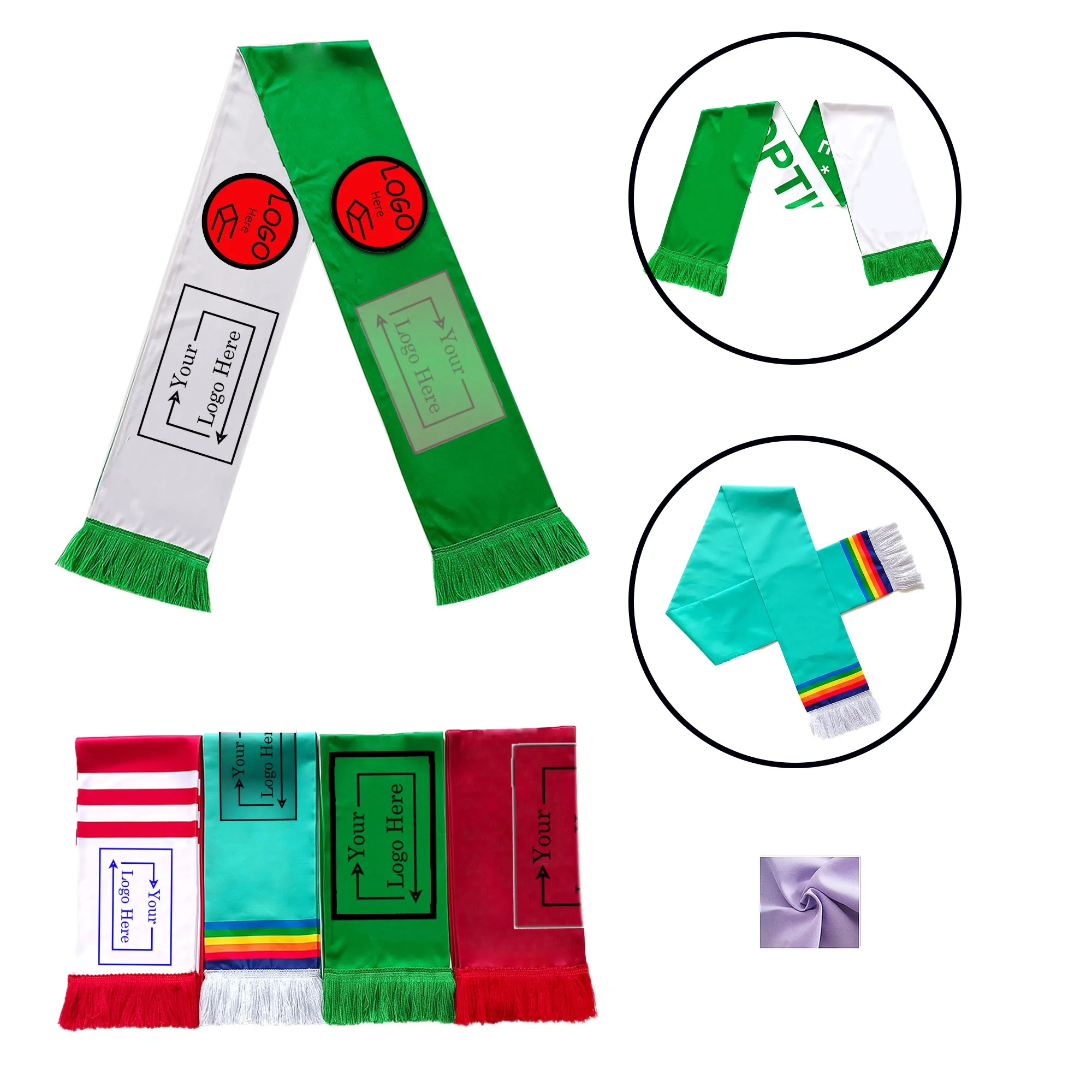 Full Color Sublimation Polyester Scarf With Fringe