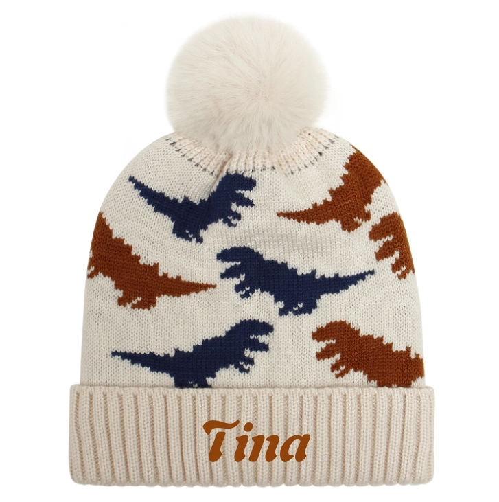 Baby Knitted jacquard hat Pom Beanie With Cuff 7