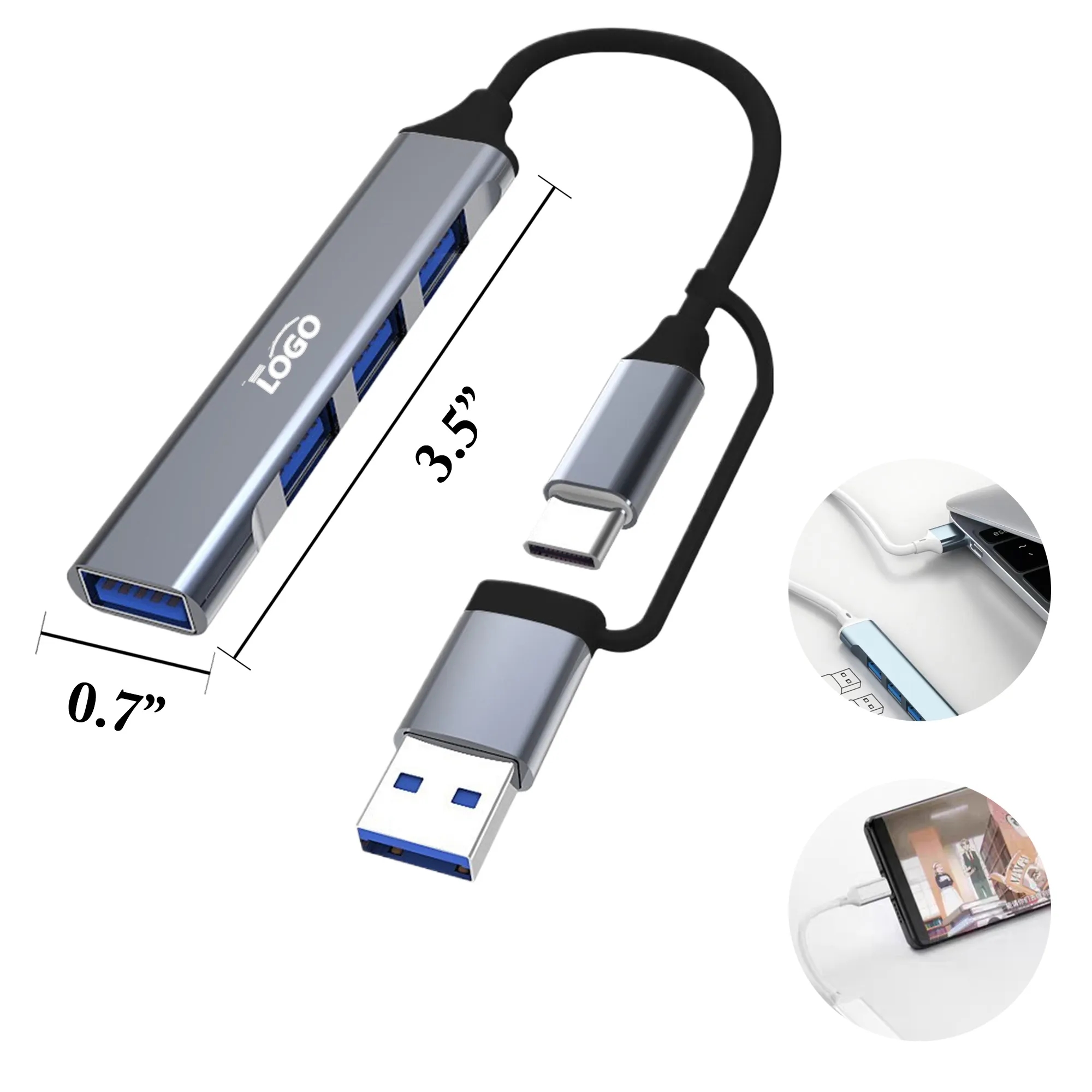 MOQ50 Dual Port USB Connector for Mouse Keyboard Card Reader 2