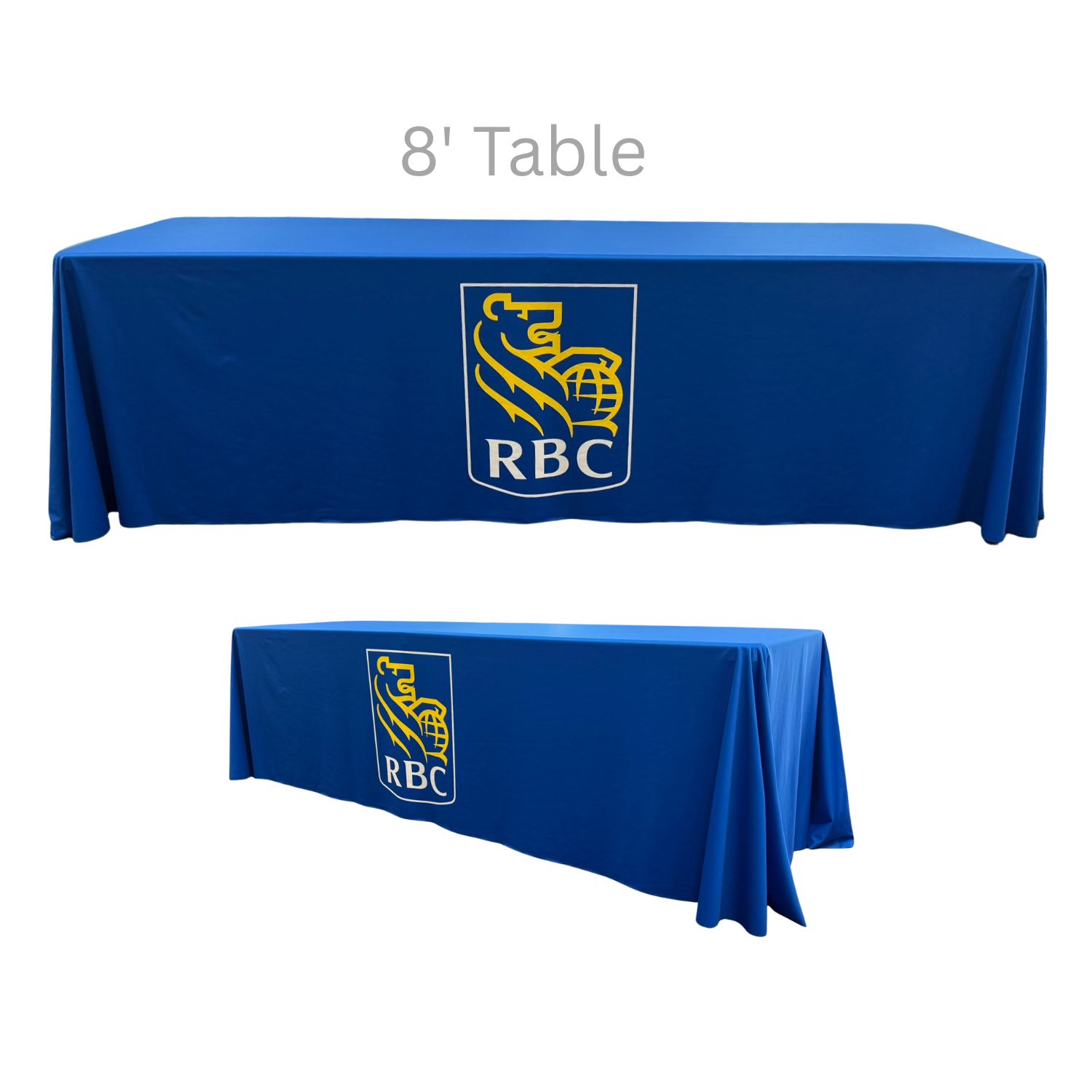 48Hr Quick Ship - Sublimated PREMIUM Convertible Table Cloth, Converts from 8' to 6', Drape style 3