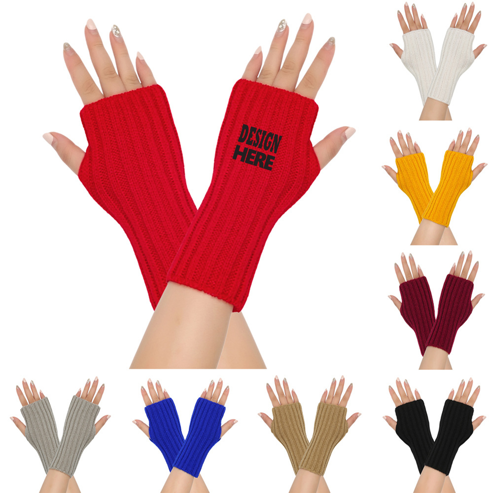 Acrylic Knit Fingerless Gloves 2