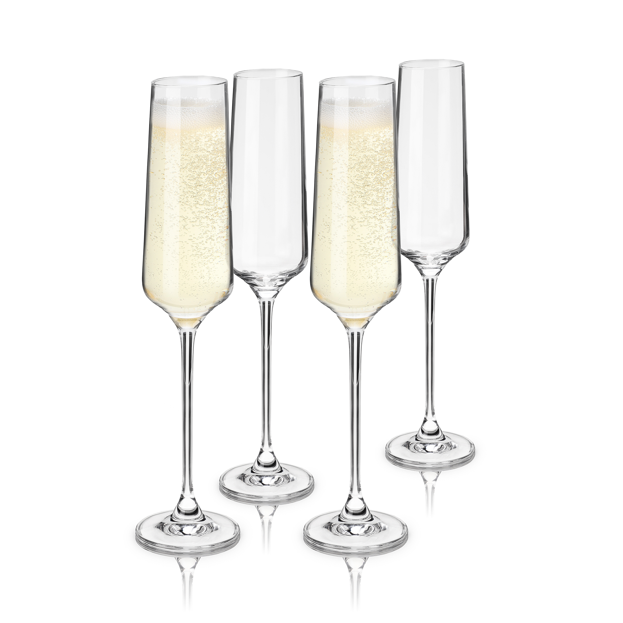 Viski® Reserve Inez Crystal Flute Glass, set of 4 3