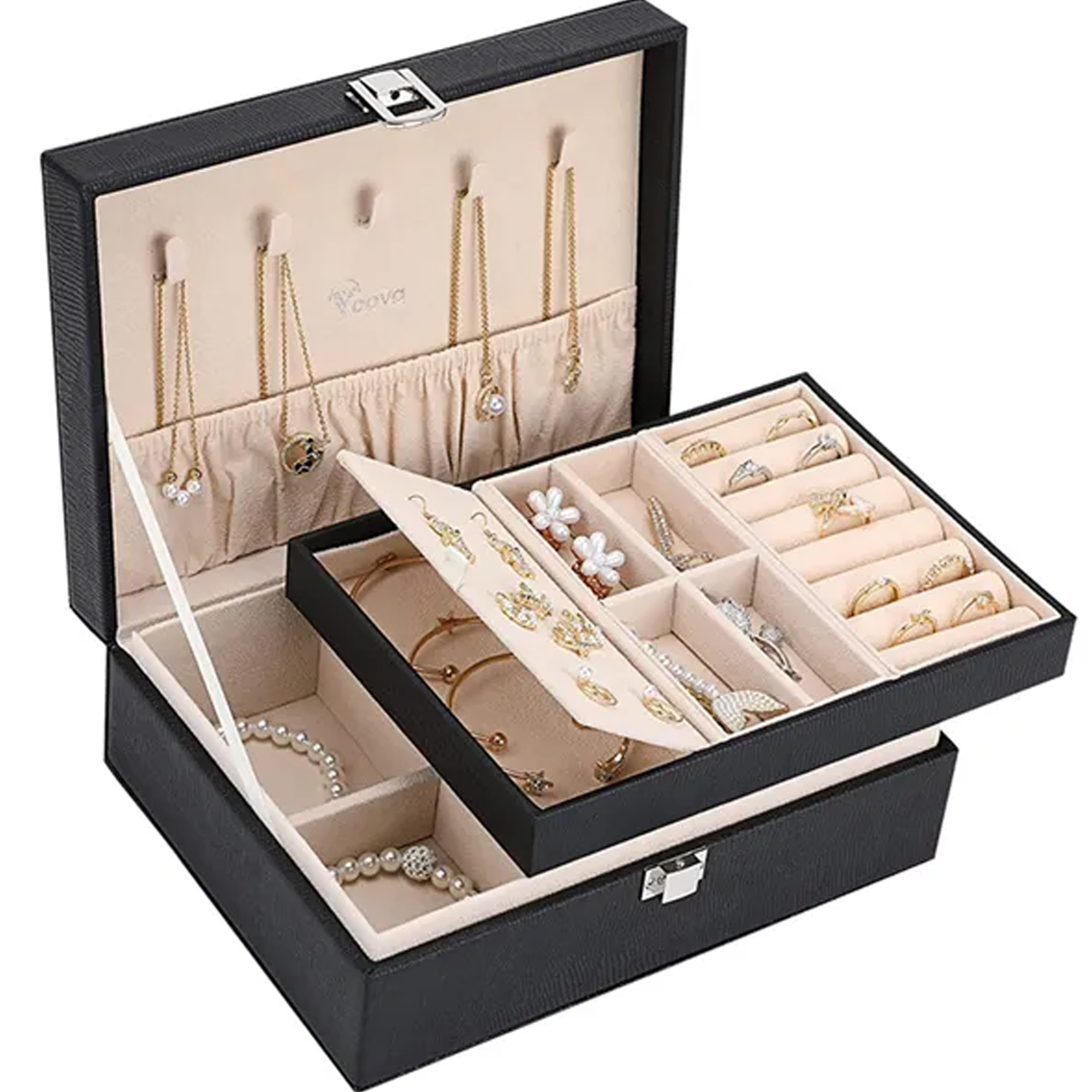 Double-Layer Jewelry Organizer Box ?C Elegant & Compact 2