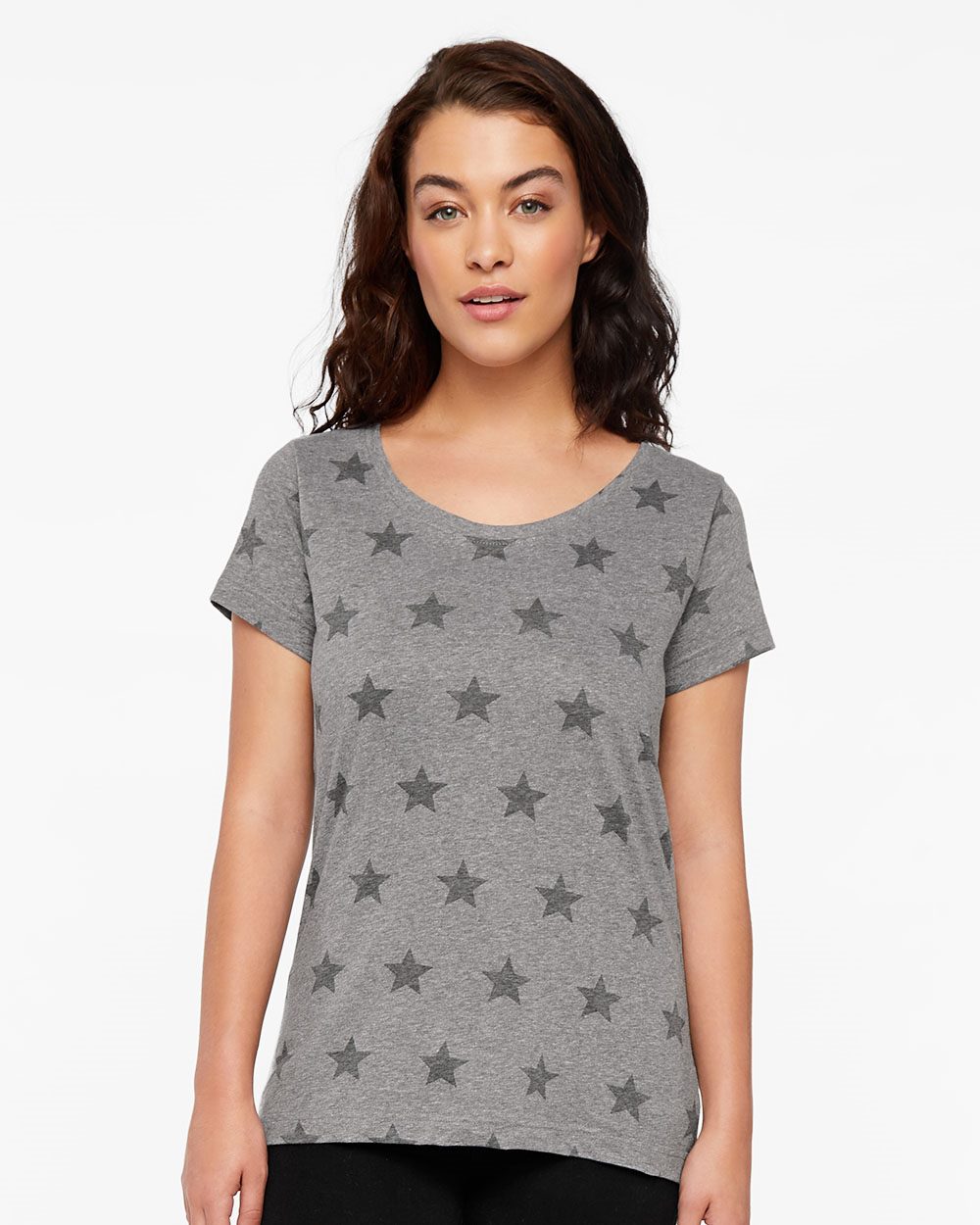 Women's Star Print Scoop Neck Tee - 3629 30