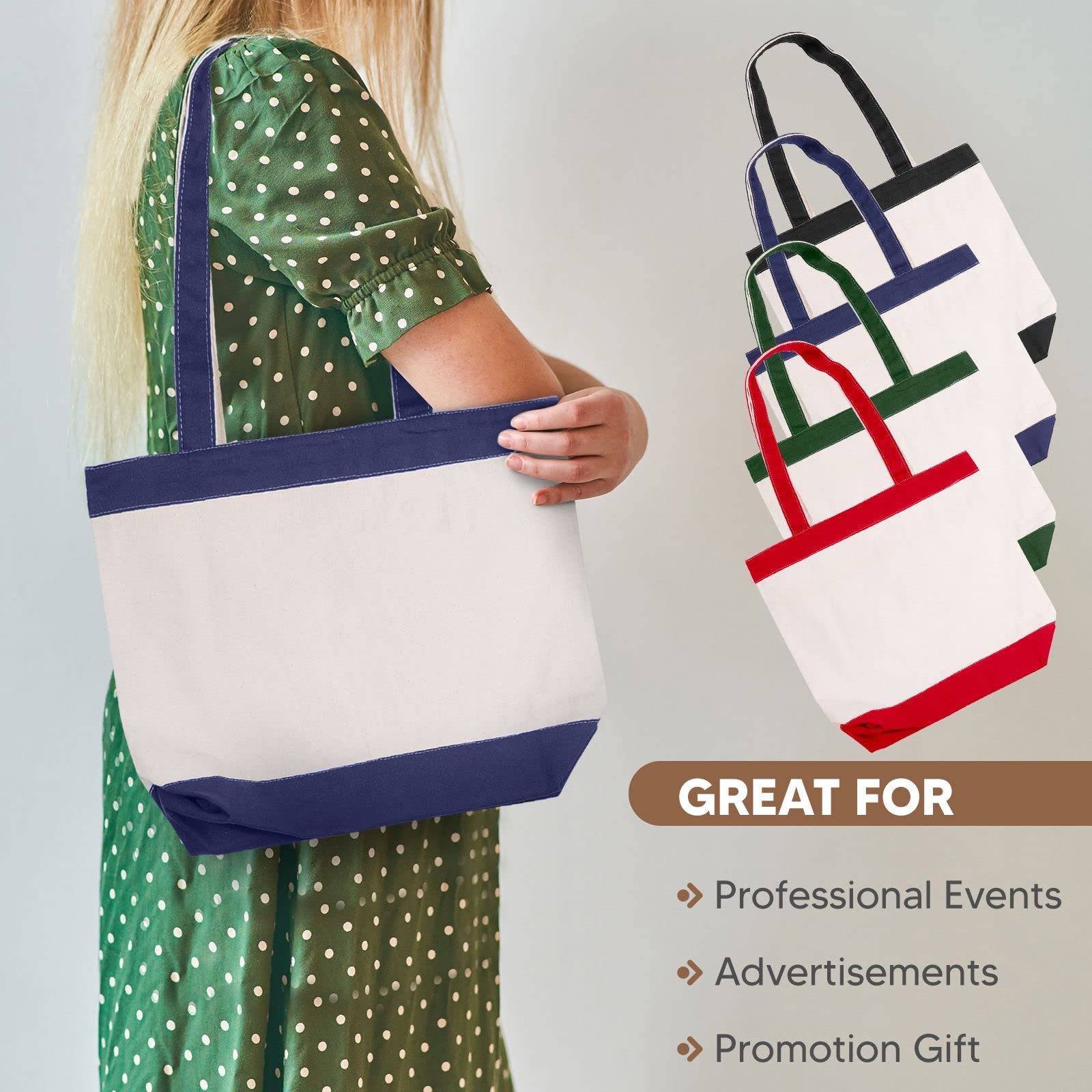 Cotton canvas tote shopping bag, custom tote bag with logo imprint 3