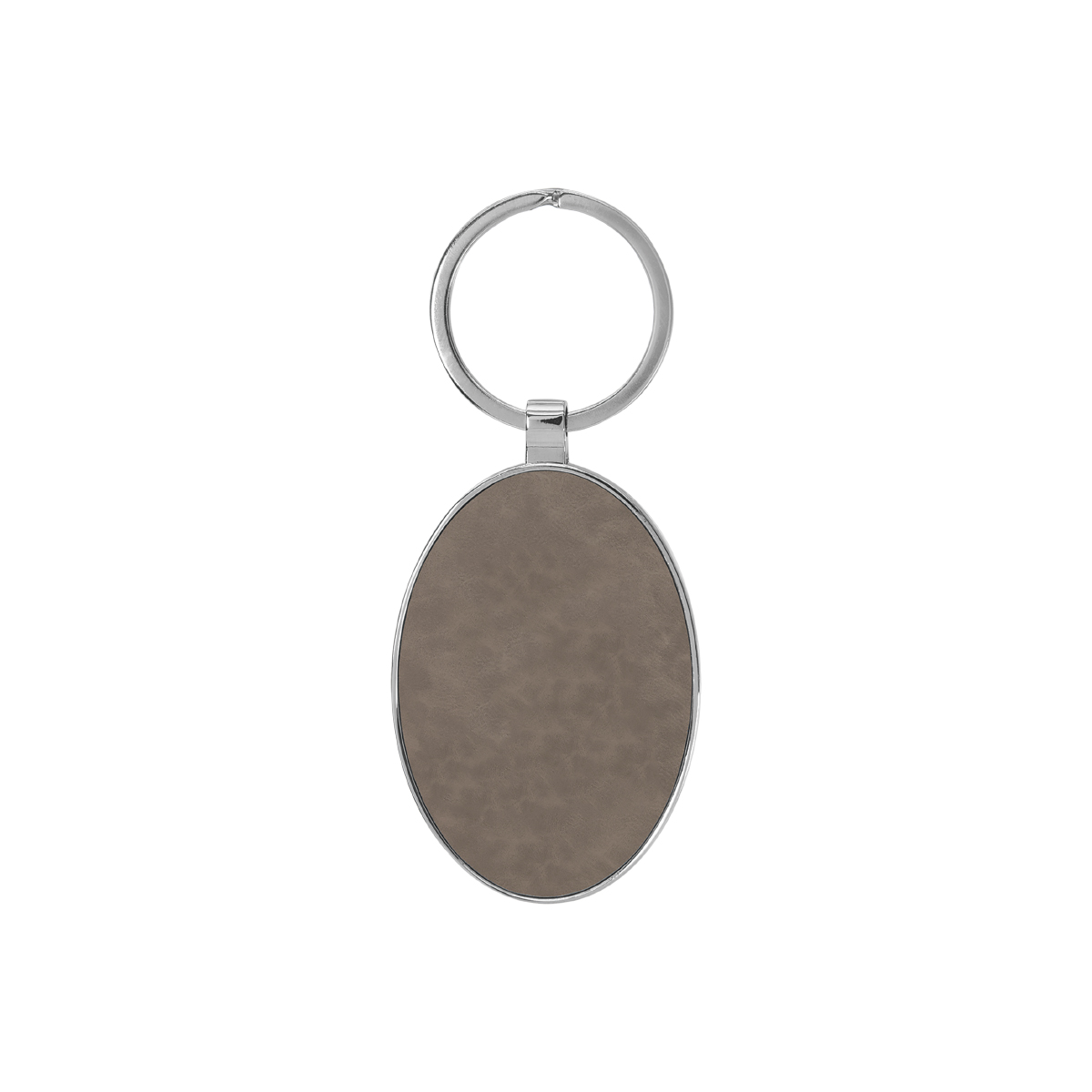 Gray Leatherette/Metal Oval Keychain 2