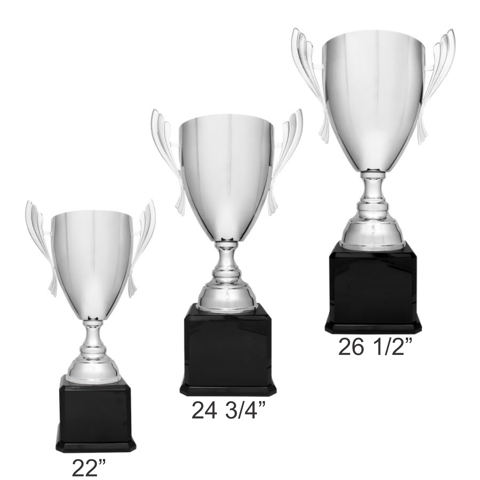 22" Silver Completed Metal Cup Trophy on Black Royal Piano Finish Base 4