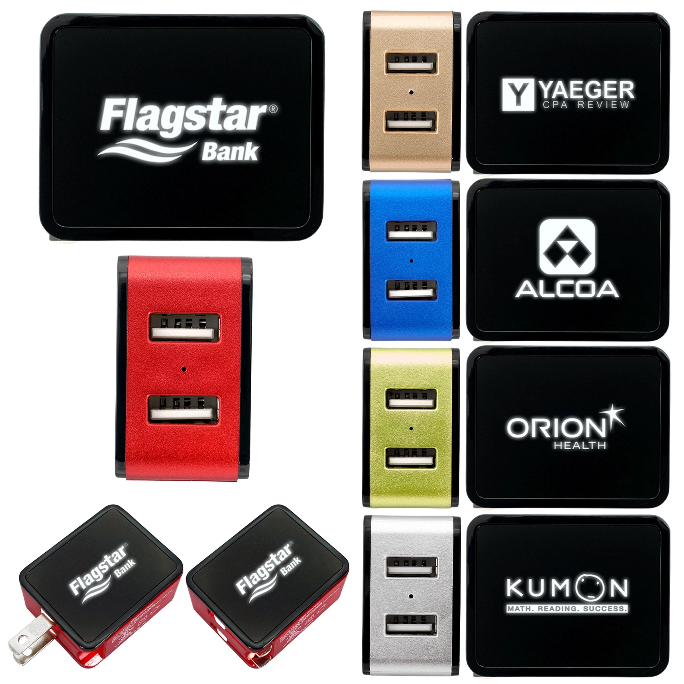 UL LIGHT UP LOGO 2 PORT WALL CHARGER