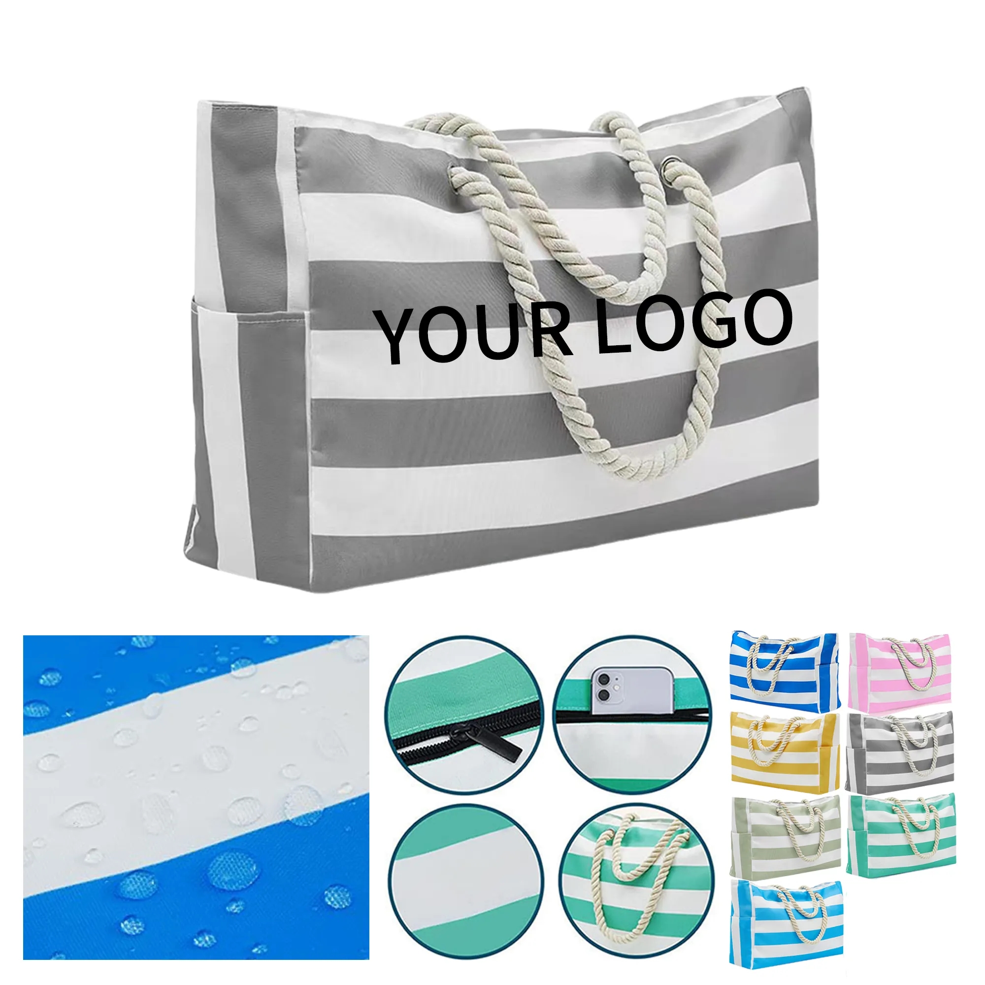 Large Beach Tote, custom tote bag with logo imprint 4