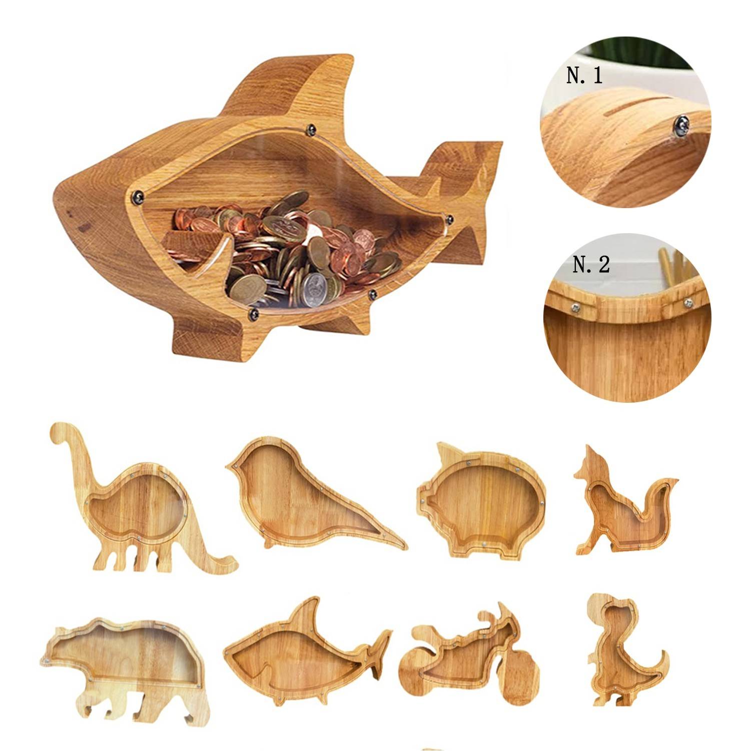 Wooden Animal Piggy Bank 2