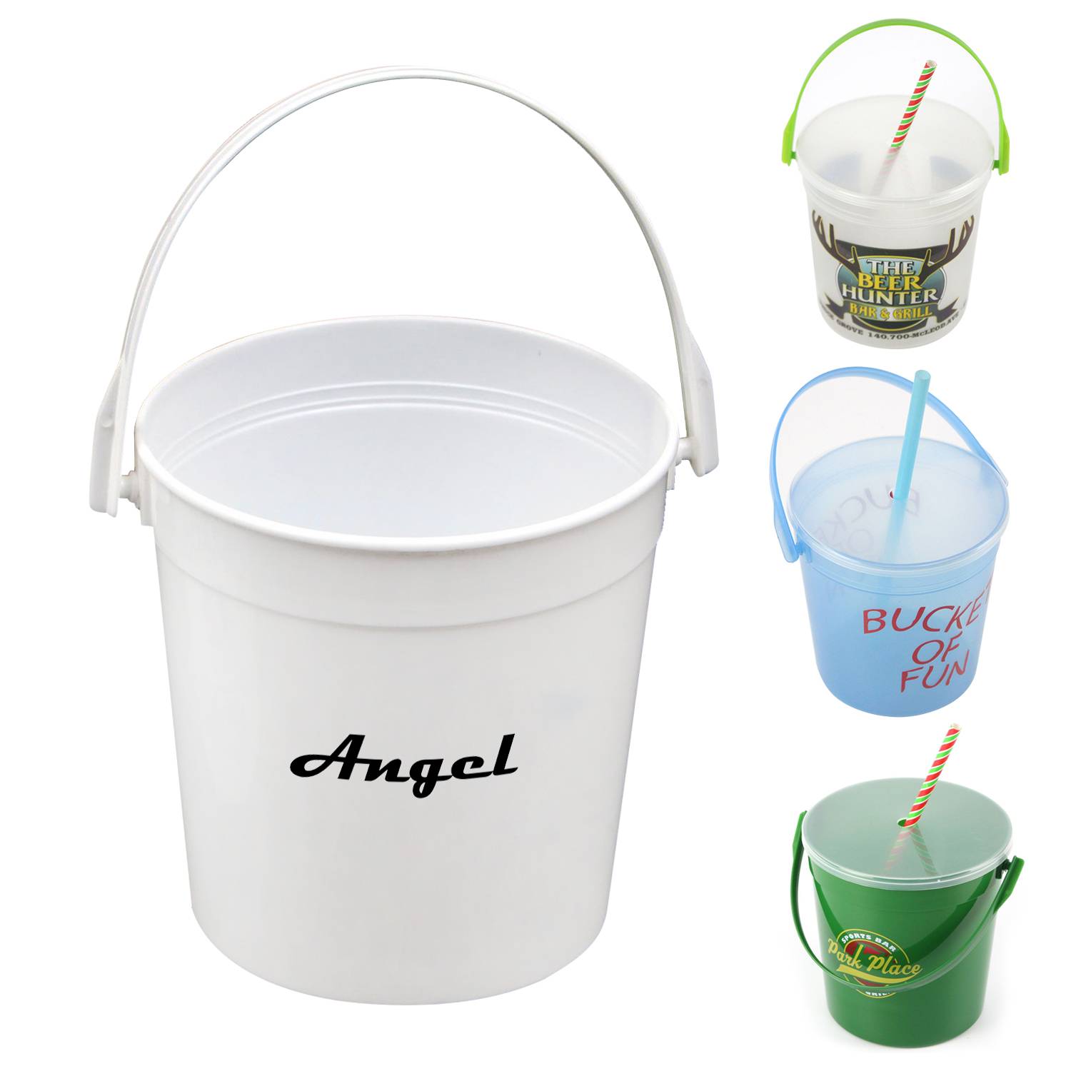 32 Oz Full Color Plastic Punch Pail Drink Bucket 11