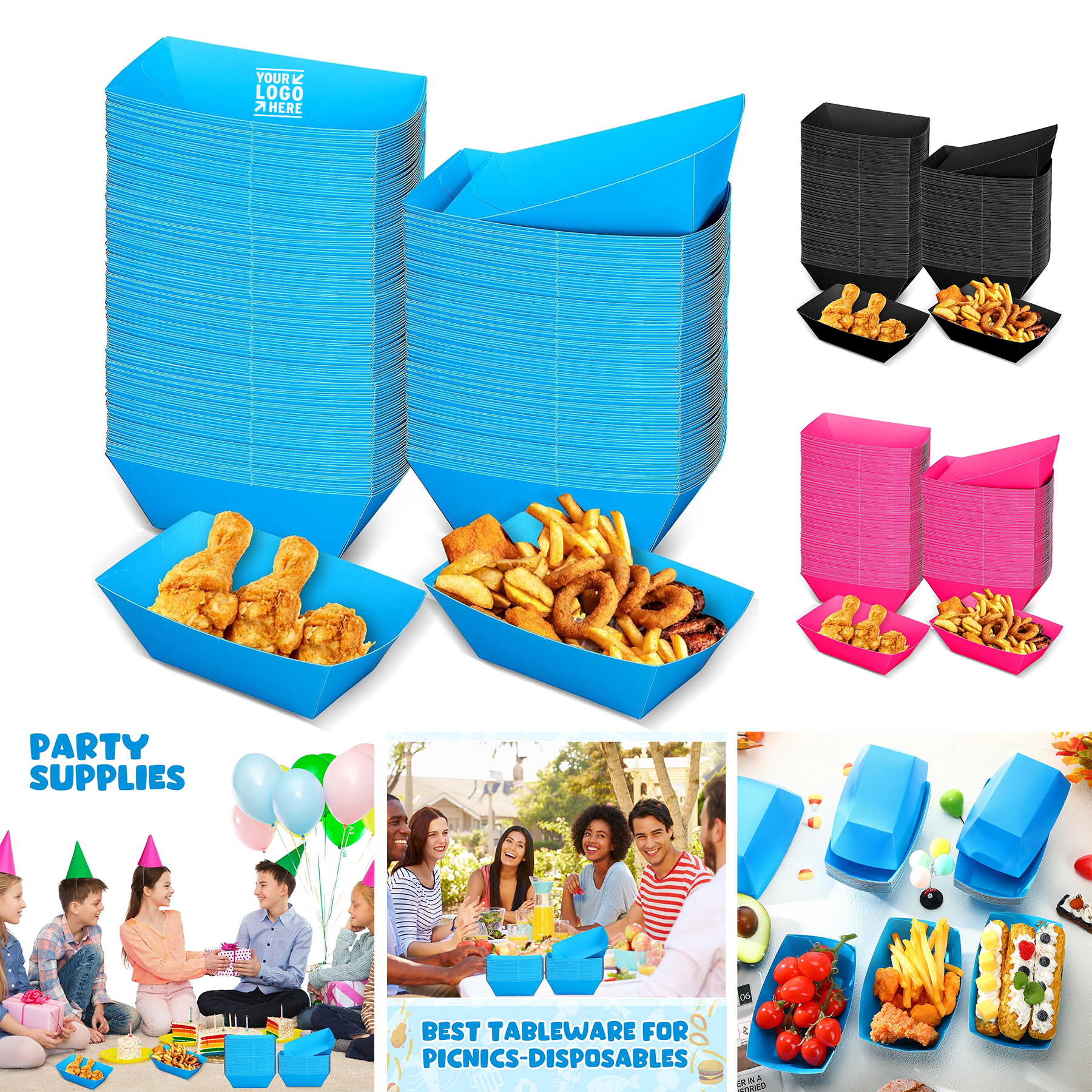 4.1" x 2.2" x 6.3" Paper Food Boat Tray Fast Basket Disposable Serving Cardboard Hot Dog Holder