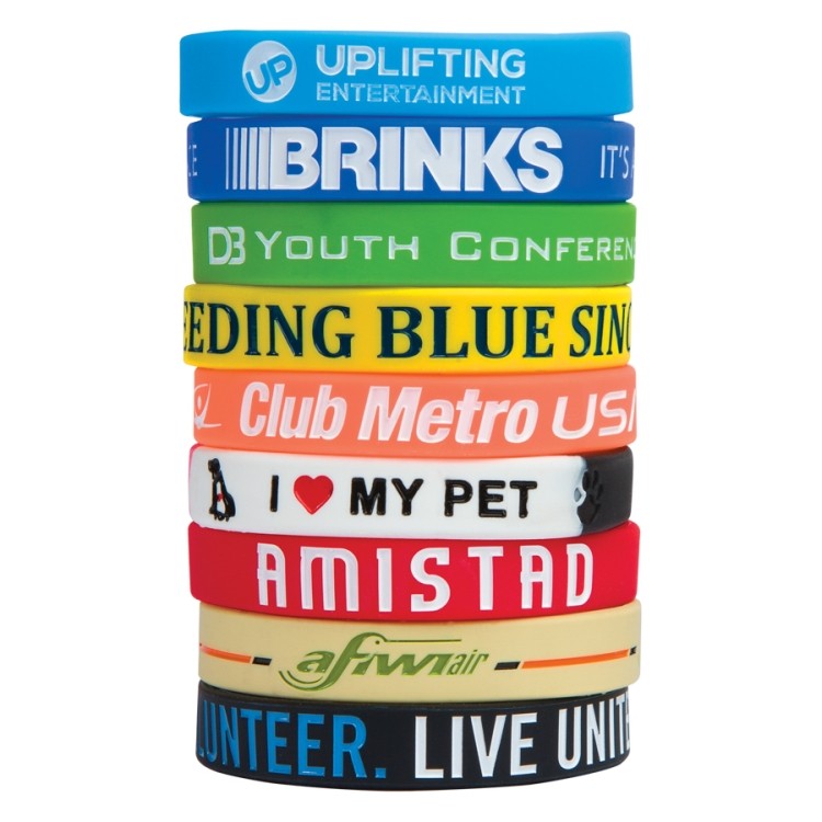 1/2" Debossed Silicone Wristband with Colorfill 1