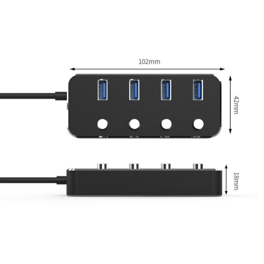 USB 3.0 Hub Aluminum 4 Ports Individual Power Control, Support both Data Transfer and Charging 2