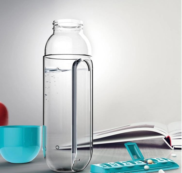 600ML Clear Water Bottle Combine Daily Pill Boxes 3