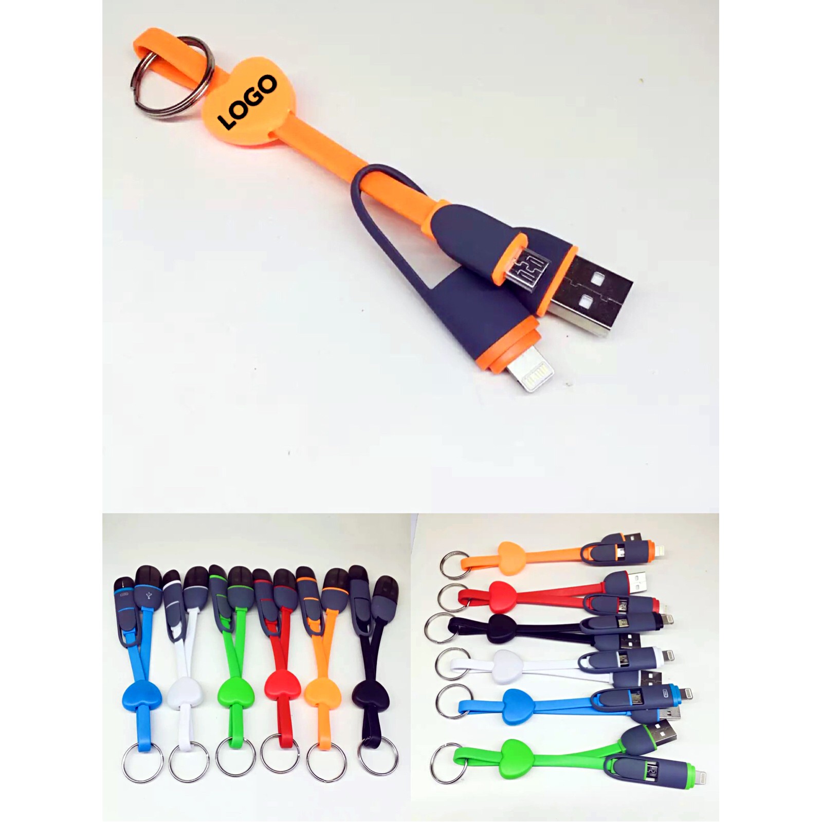 2-In-1 Heartshape Keychain Charging Cable 2