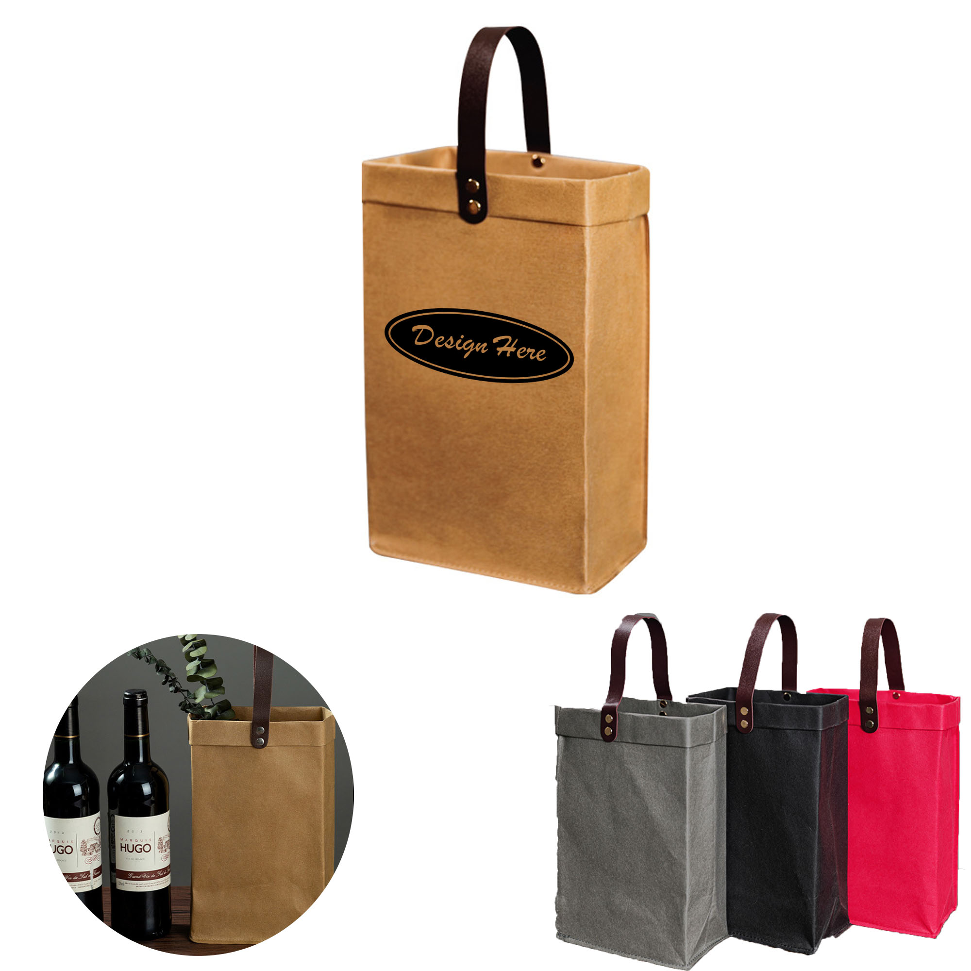 Genuine Leather Wine Carrier Bag ?C 2-Pack for Elegant Gifting 3