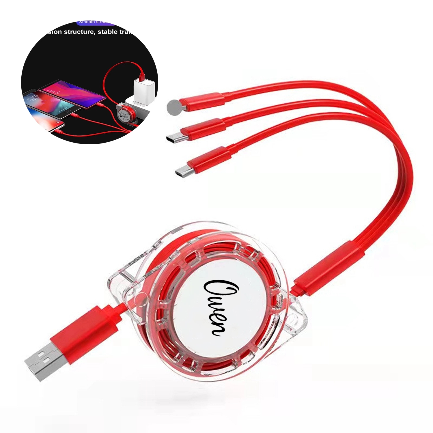 Retractable 3 In 1 Multiple Usb Charging Cable 1