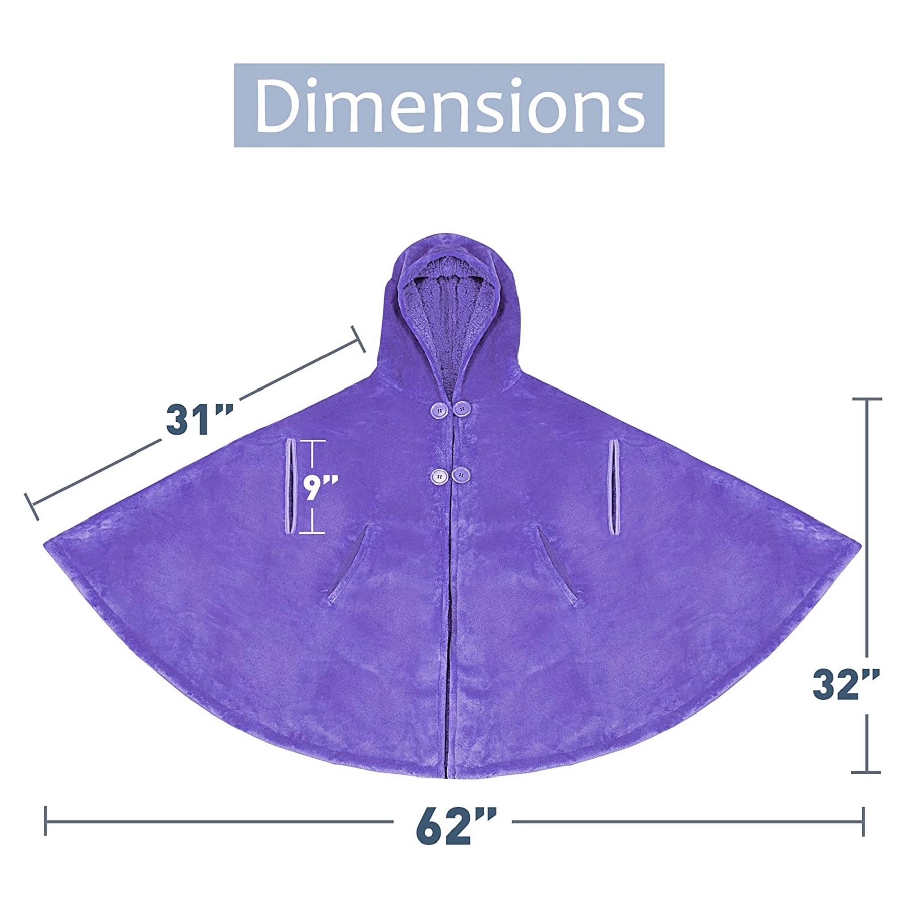 Poncho Hooded Blanket Wrap With Pockets Sherpa Fleece 4