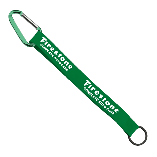 3/4" Sewn Polyester Keychain with Metal Split-Ring and Carabiner 128