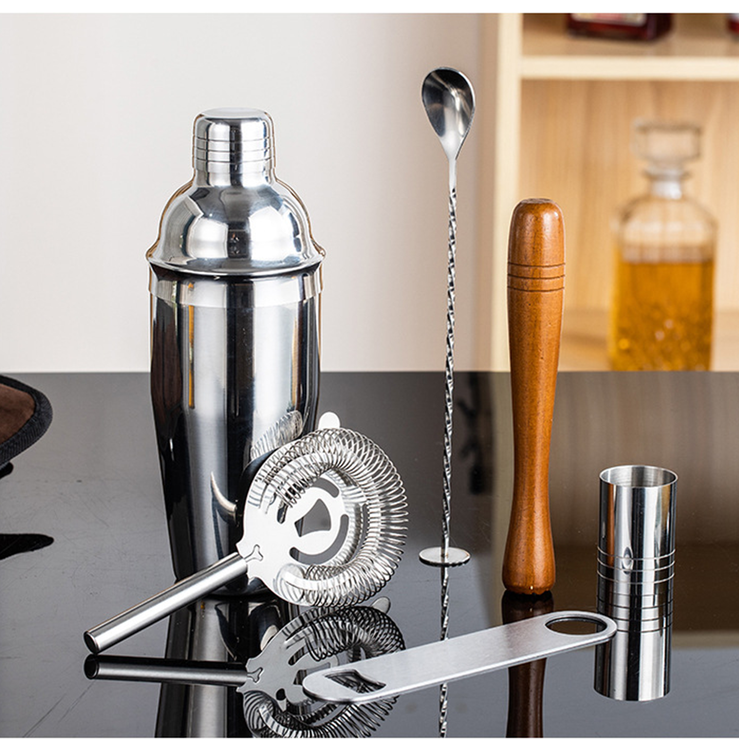Cocktail Shaker 8-piece Portable Bar Professional Tool Sets 6