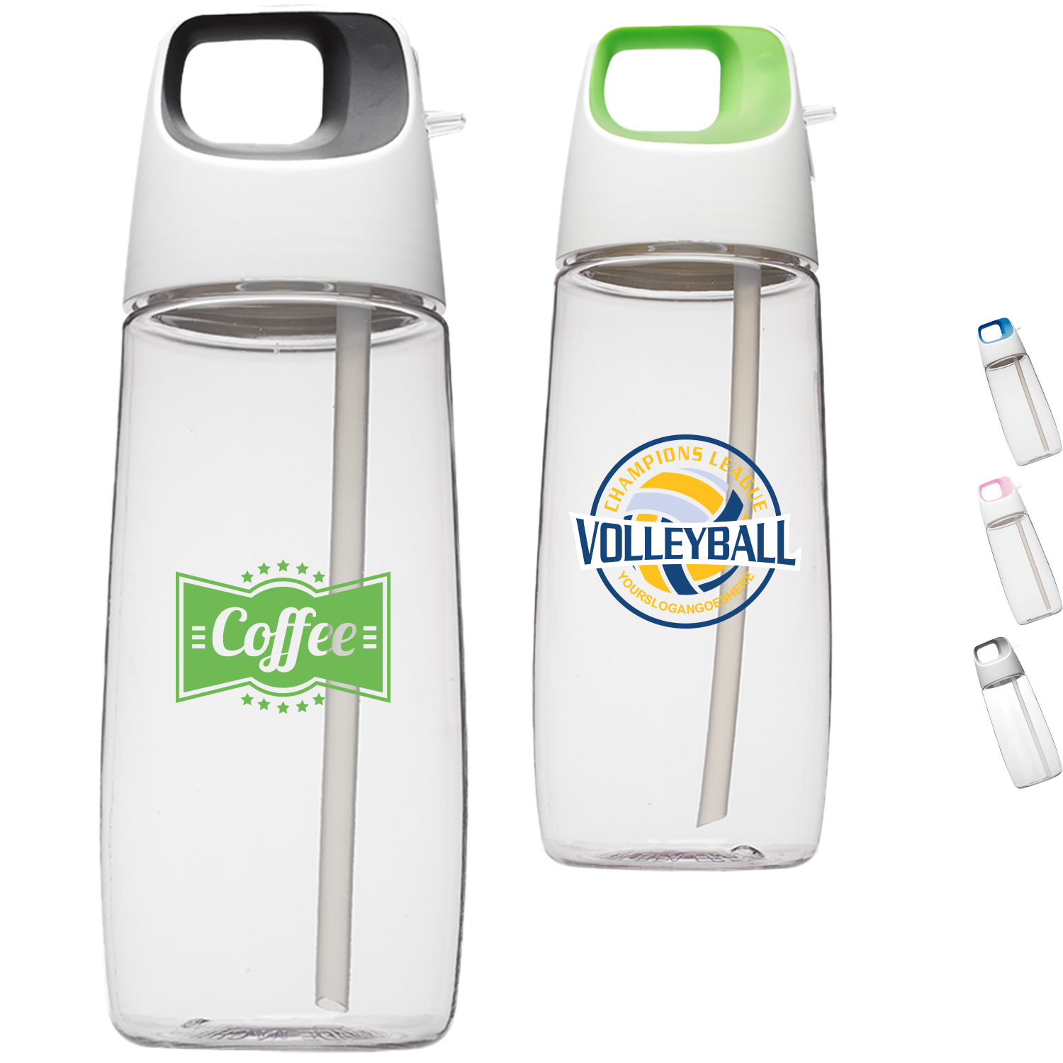27 oz. Easycarry Accent Cube Sports Water Bottles w/ Straw 2