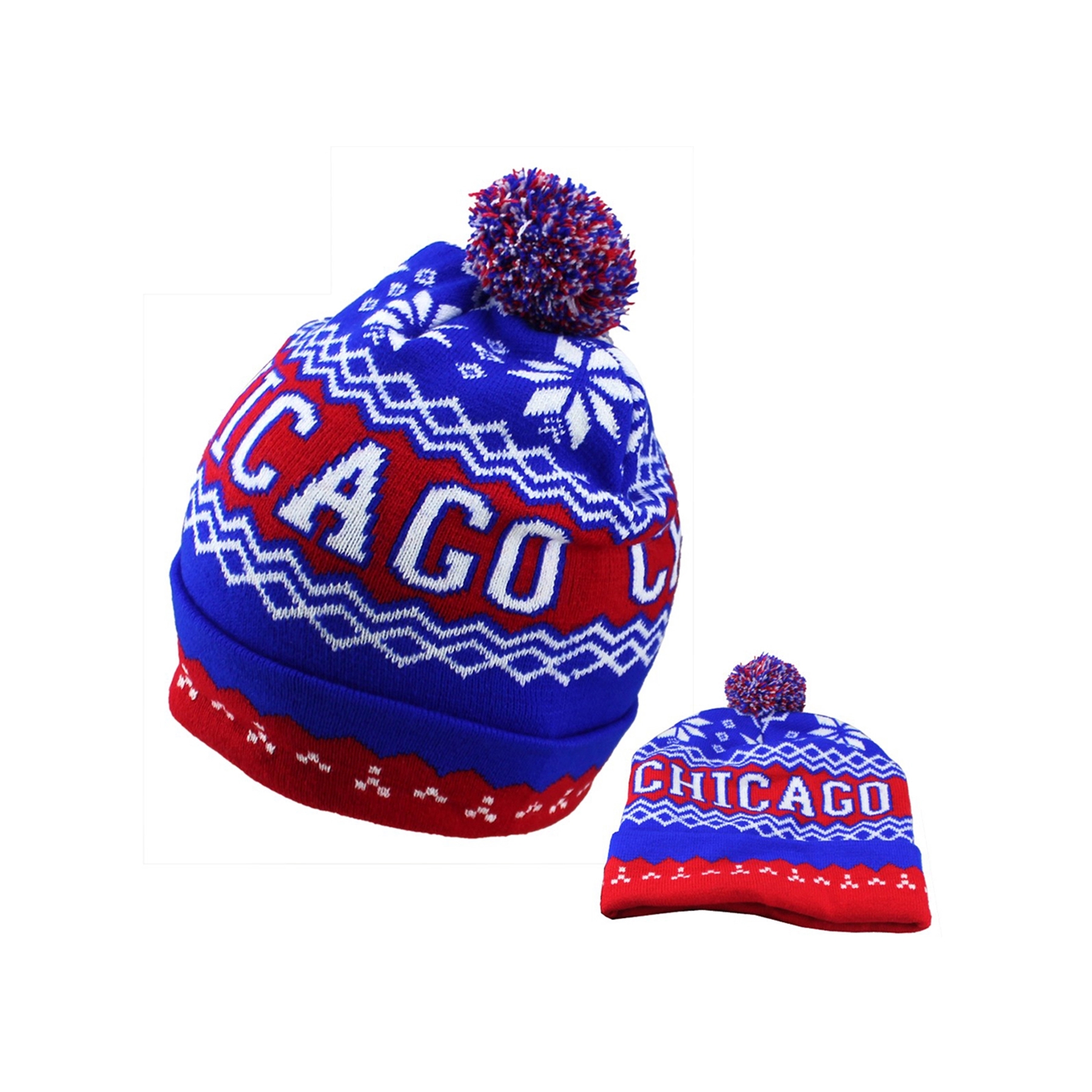 Roll Beanie with Direct Embroidery Knitted Hat Hair Ball 2