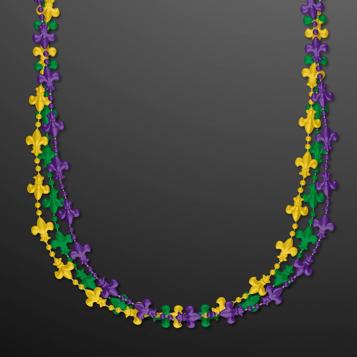 Fleur de Lis Beads for Mardi Gras with White Medallion 6