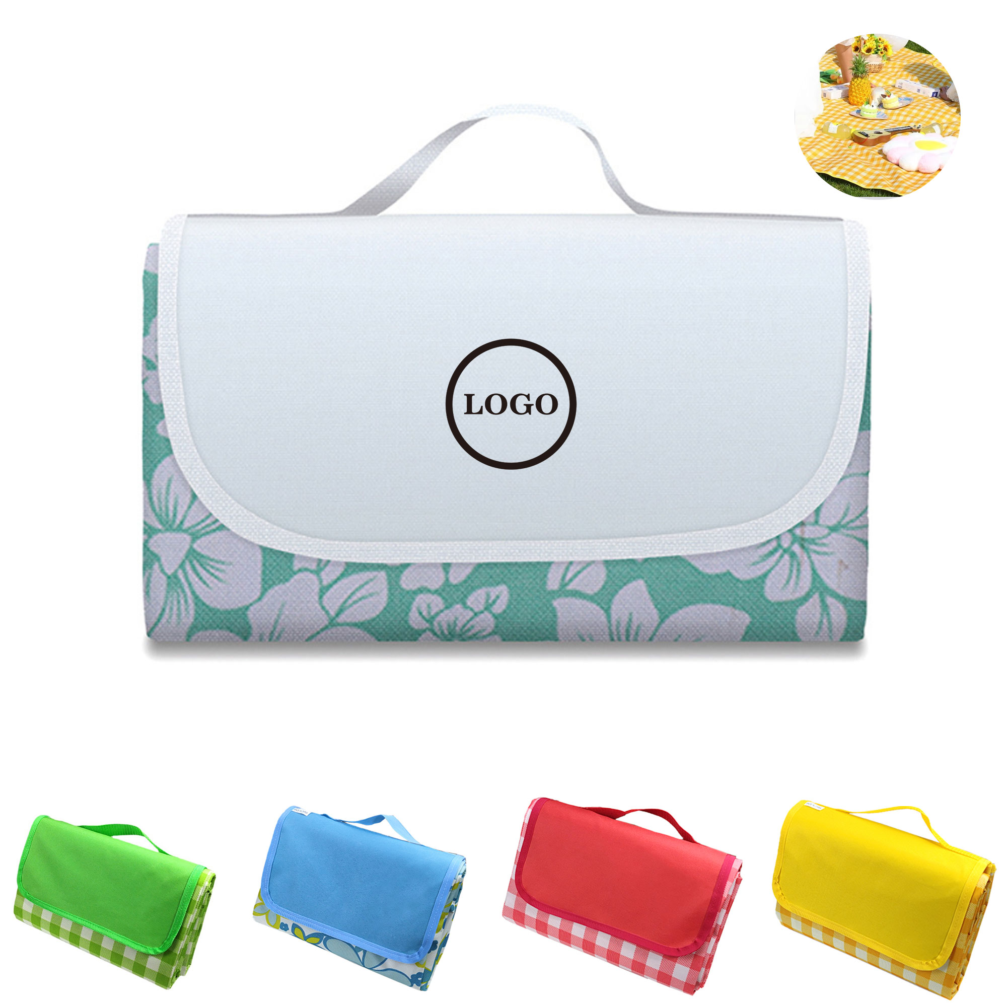 Waterproof Foldable Picnic Blanket with Strap 2