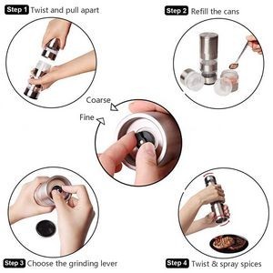 4 In 1 Pepper Grinder With Spice Cans Set For Convenient Seasoning 12