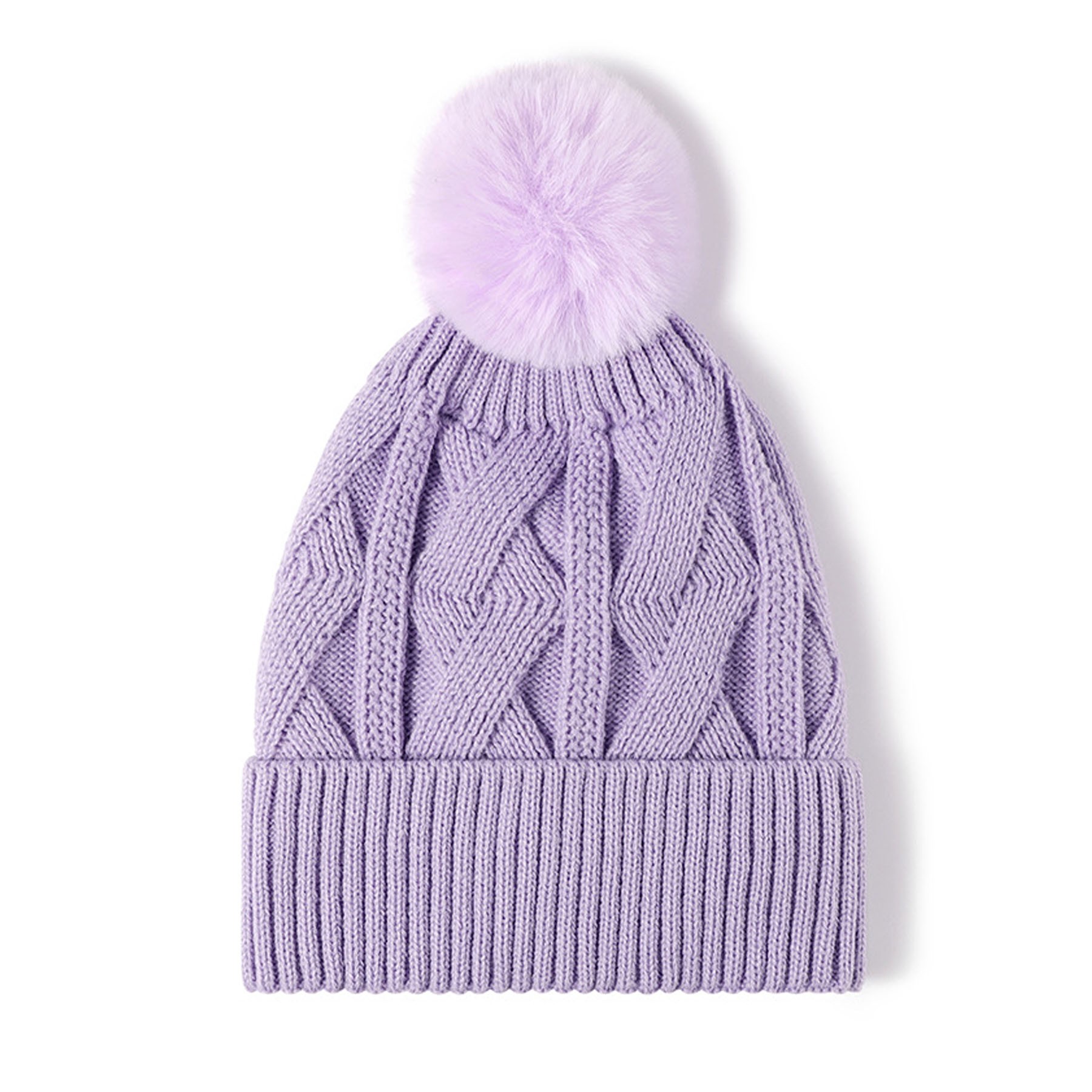 Thick Knitted Hat With Pom 1