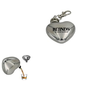 1oz Heart Shape Stainless Steel Flask With Key Chain 6
