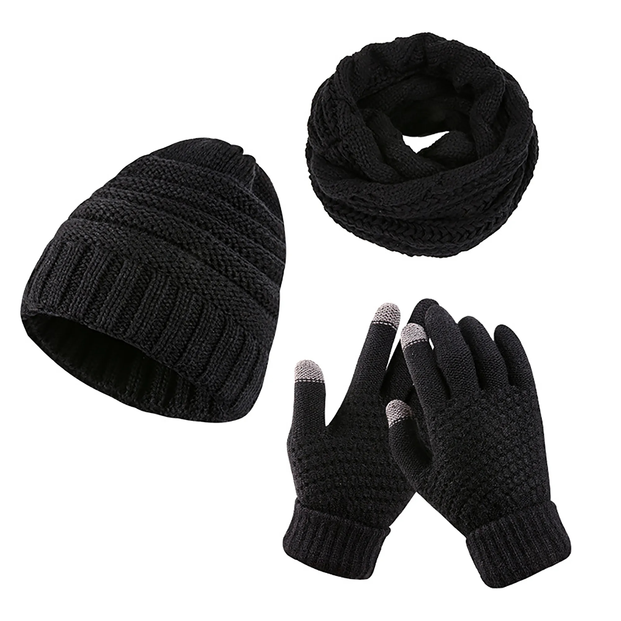 Imitation Cashmere Hat Scarf and Gloves Trio MOQ 50PCS 7