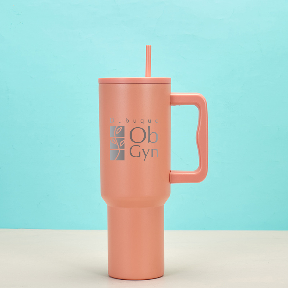 40 OZ Double Walls Stainless Steel Auto Tumbler With Straw And Handle 2