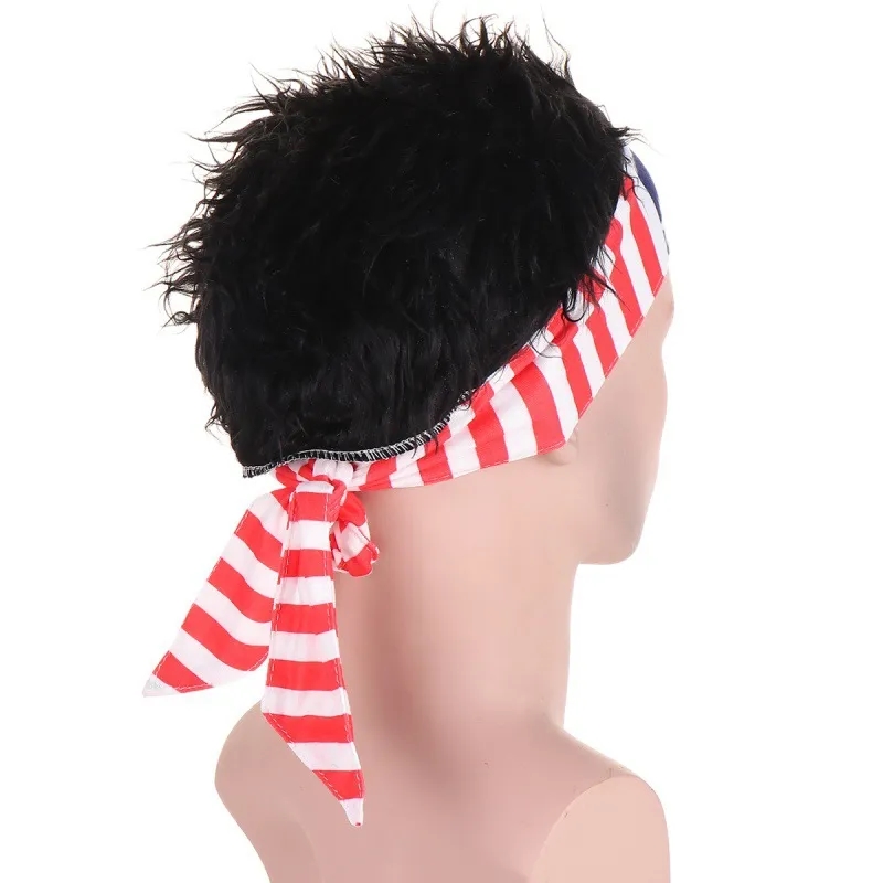 Polyester Sports Wigs & Headband Hat For Men 5