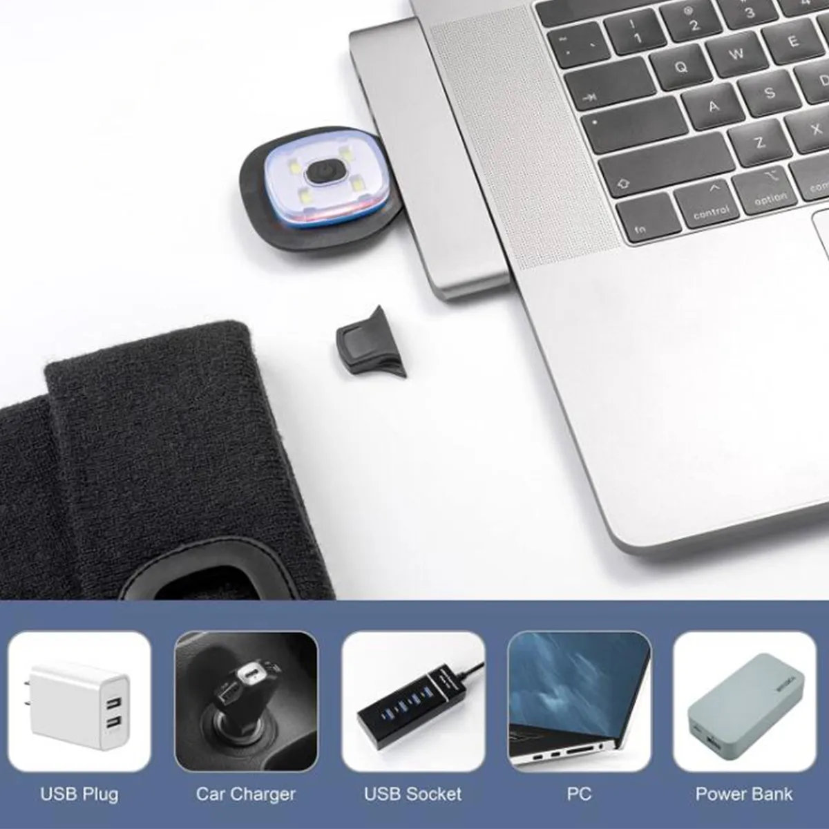 Unisex USB Charging Beanie Hat Cap with LED Light 3