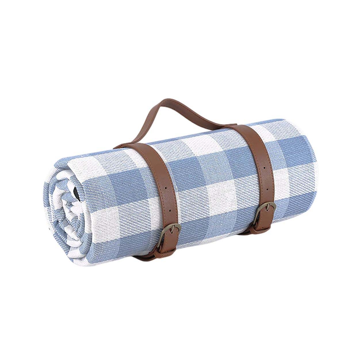 Leather Handle Picnic Blanket with Waterproof Backing 16