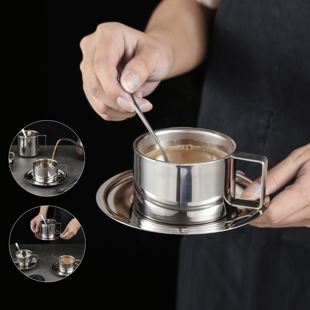 Stainless Steel Cup And Saucer Set 3