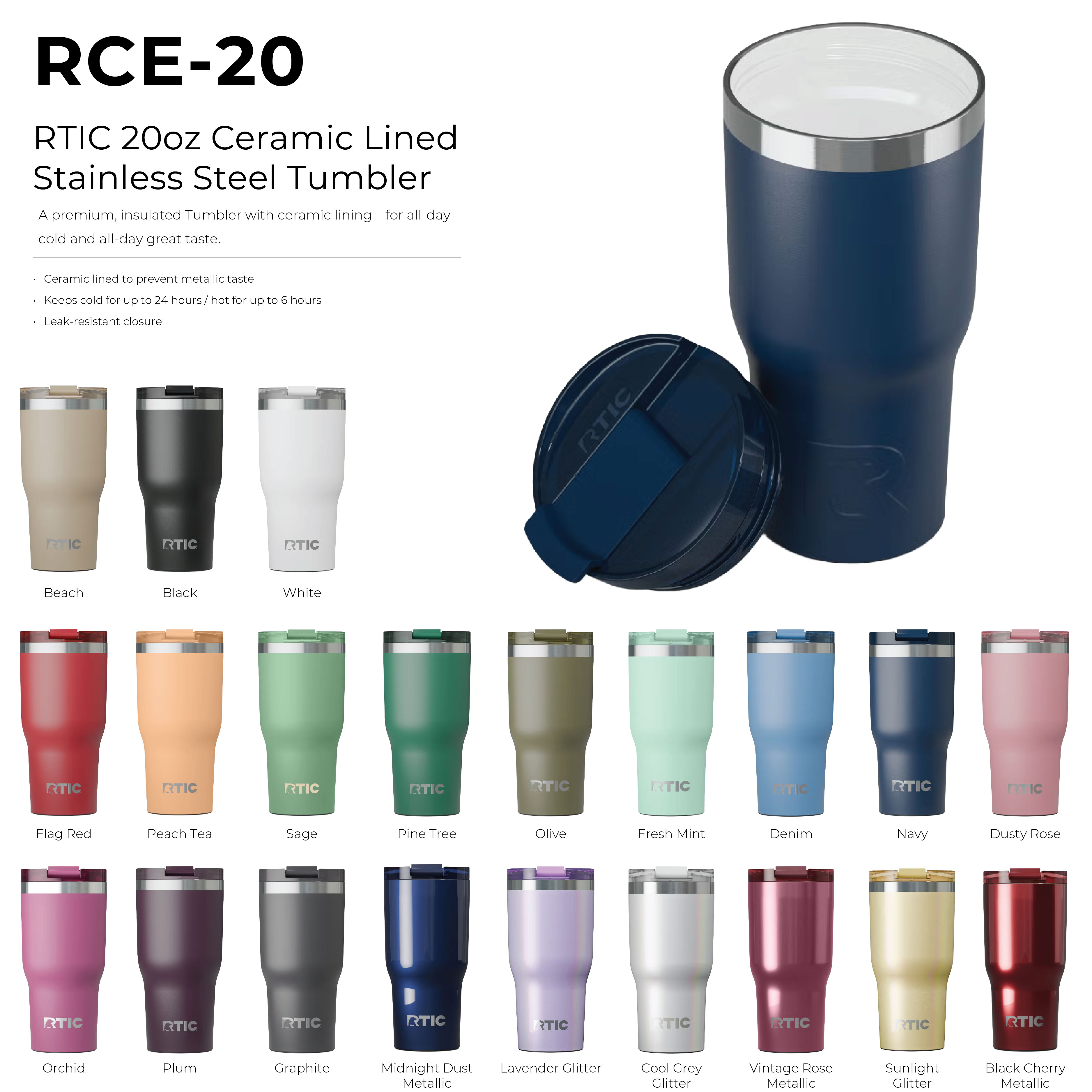 RTIC 20oz Ceramic Lined Stainless Steel Tumbler 47