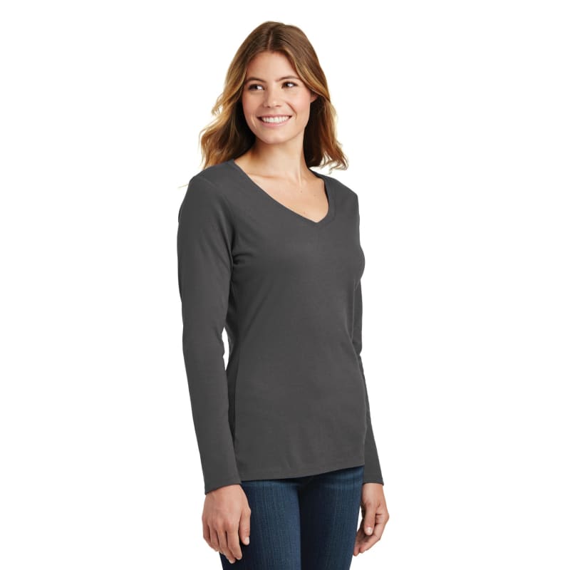 Port & Company Women's Long Sleeve Fan Favorite V-Neck Tee. 71