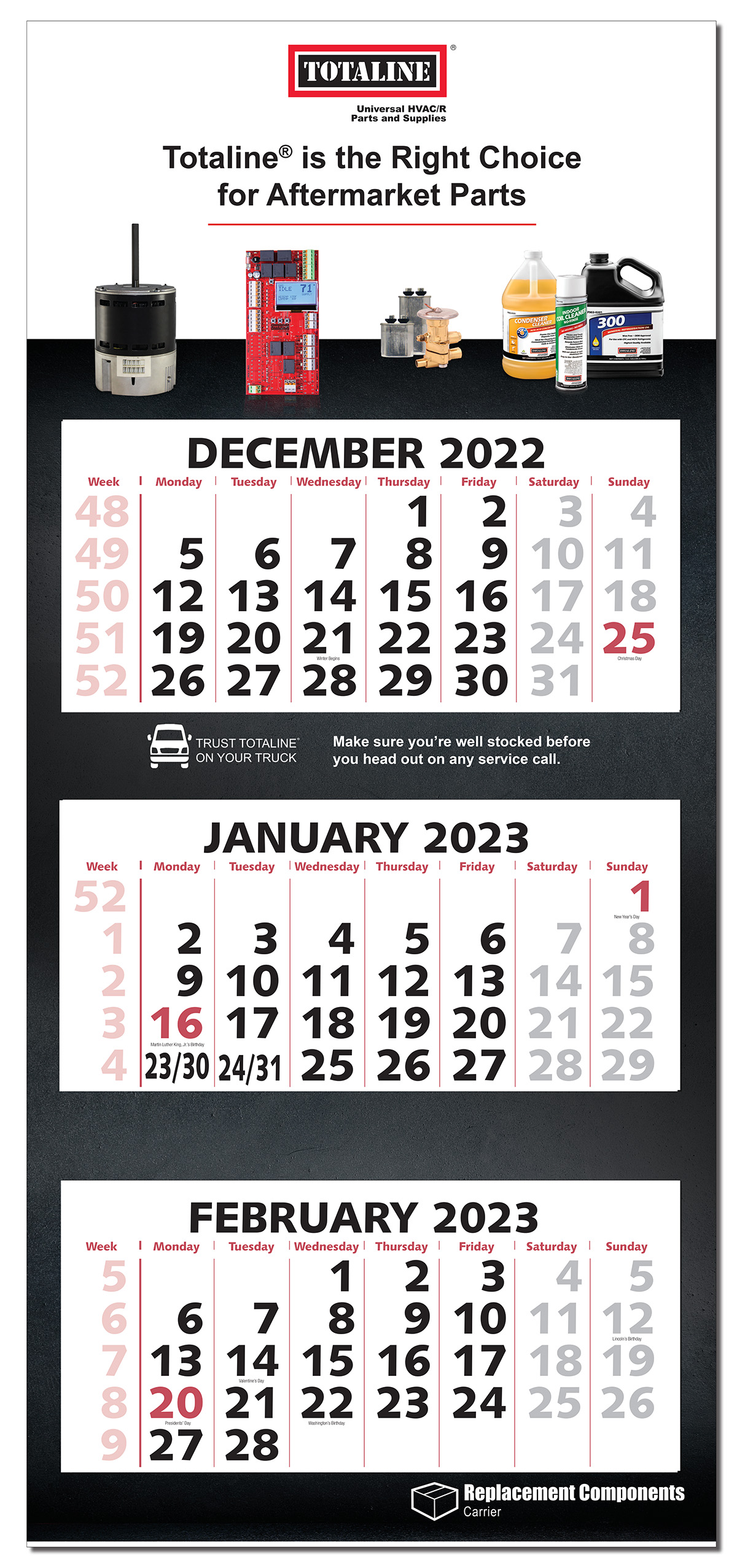 3 Month to View Wall Calendar 1