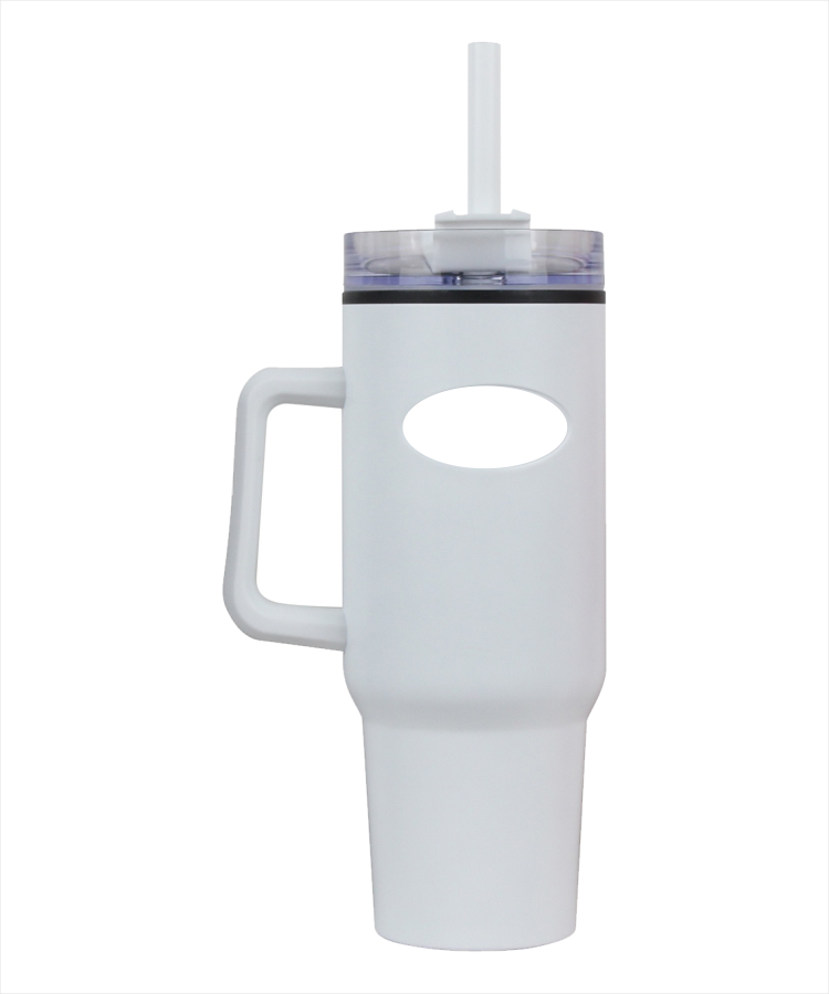 40 oz Inner Plastic Travel Mug w/ Handle and Straw - Full Color Dome 7